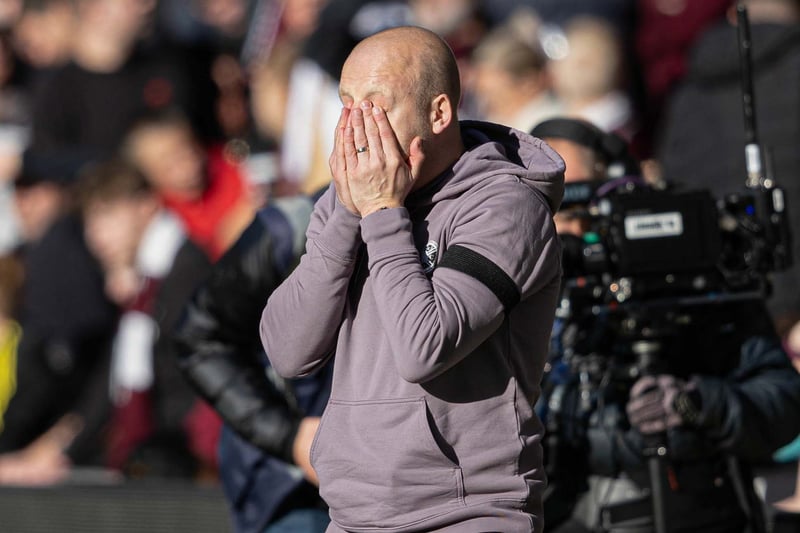‘Naisy’ pulls an exceptionally dejected face as he watches Hearts concede a goal. 