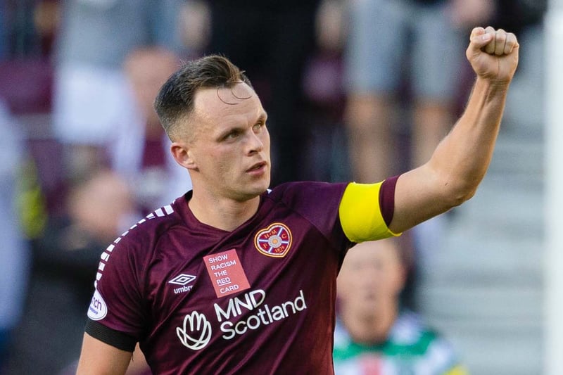 Shankland sends a message to the fans after scoring his sixth goal of the season, making it 3-1 at Tynecastle 