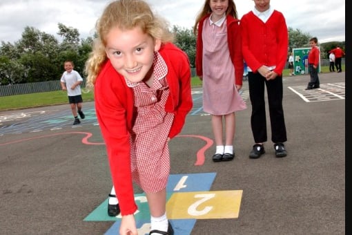 Hopscotch was the lesson of the day for these pupils in 2005.