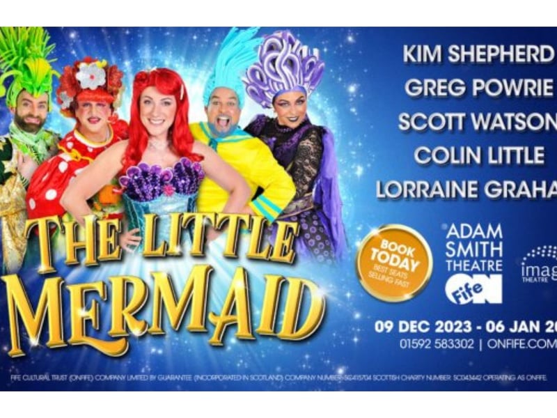 Kirkcaldy's newly-reopened Adam Smith Theatre is getting into the festive season with a panto production of The Little Mermaid from December 9-January 6.  Will Princess Azurial , the little mermaid, finally get to meet handsome Prince Eric with whom she has fallen in love? Will evil Auntie Augusta’s wicked plan to take over the underwater Kingdom of Tritonia succeed bringing misery to all the sea-creatures? Find out at the 'fin-tastic' production.