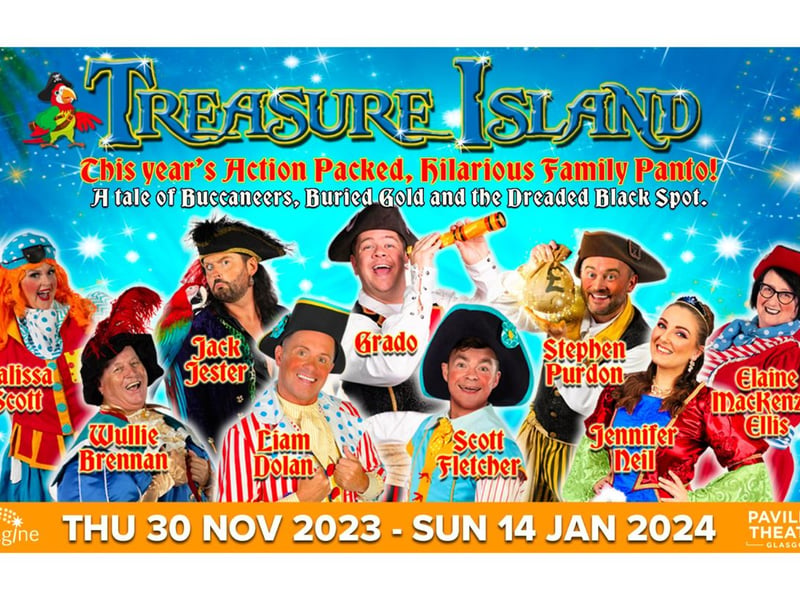 River City actor Stephen Purdon and wrestler-turned-comedian Grado are among the stars treading the boards of Glasgow's Pavailion for their latest legendary panto. This year they're telling the story of Treasure Island from November 30 to January 14.