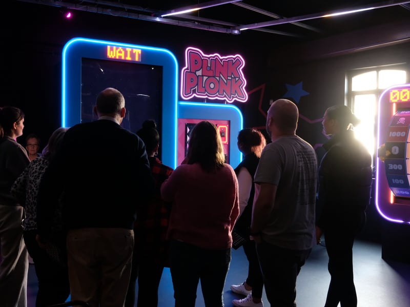 Friends compete at Plink Plonk in the new Gameshow All-Stars bar at Orchard Square, in Sheffield city centre