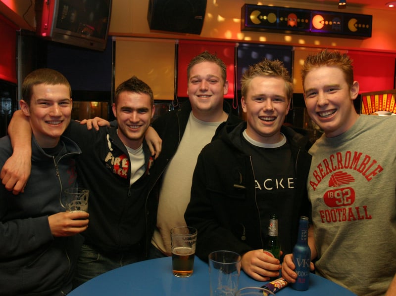 Pictured at the 80s bar Reflex, on Holly Street, Sheffield city centre, in 2004 are Peter, Graeme, Leslie, Ivor and Rob