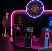 The Fastest Contestant First game in the new Gameshow All-Stars bar at Orchard Square, in Sheffield city centre. It is flanked by cardboard cut-outs of Chris Tarrant and Anne Robinson in a strange noughties TV quiz show version of good cop, bad cop!