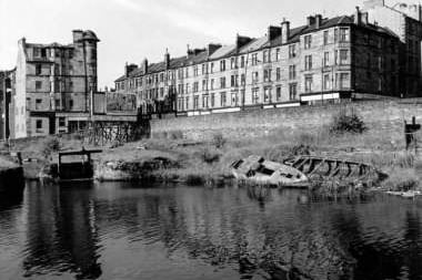 Kelvin Dock on Maryhill Road in 1968 with there still being a bar named after the landmark until this day. The dock produced landing craft for the historic D-Day assault on the beaches of Normandy during the 1940s. 