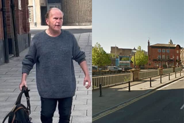 The incident reportedly took place at around 11.15am on Wednesday, September 6, 2023, when it is alleged a woman was subjected to verbal abuse and racist comments, with threats of violence also made towards her as she walked along Lady's Bridge in Sheffield city centre. Police believe the man pictured may be able to assist with enquiries 