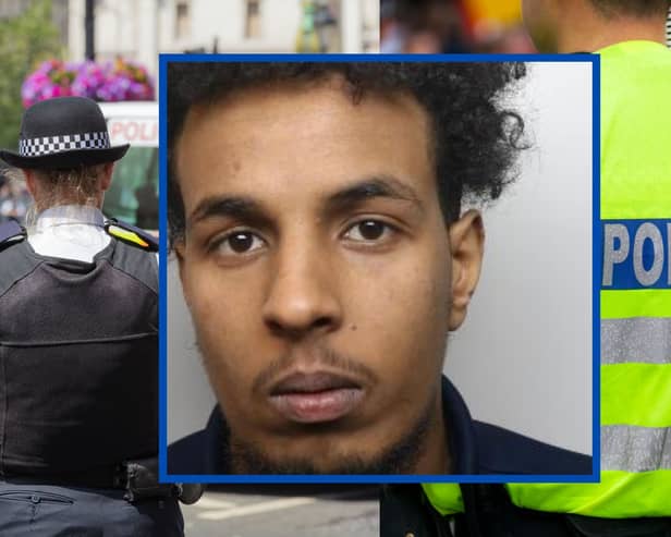 Pictured is 23-year-old Saed Mohamed who repeatedly punched and kicked his victim in the head and body before dragging her into nearby bushes, during what police describe as a 'prolonged and violent attack' in the Firth Park area of Sheffield. He then tried to take off the woman's clothes, and sexually assaulted her
