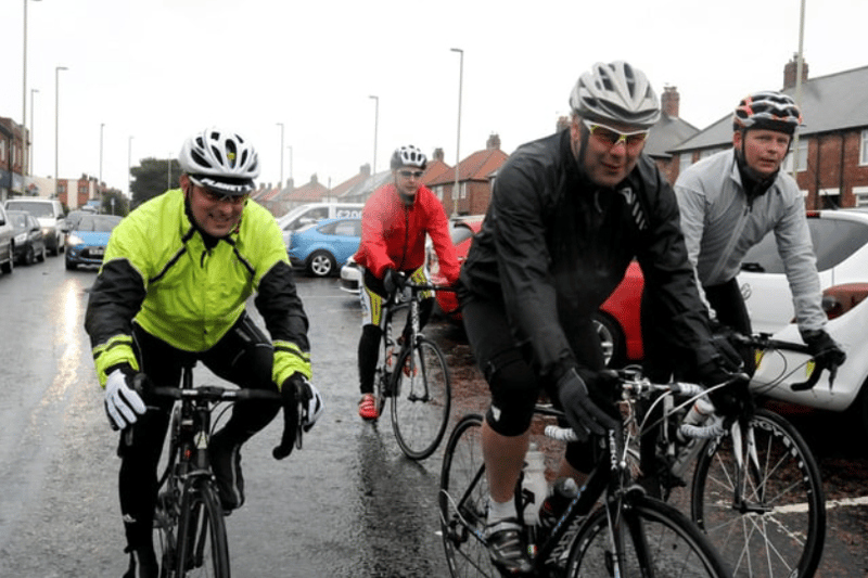 Sainsbury’s Prince Edward Road store manager John Wilby (front) was in the spotlight as he cycled from Scarborough to Carlisle with other store managers 10 years ago. Photo: Stu Norton