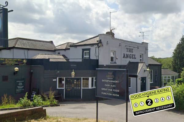 The Angel Inn, in Woodhouse, was handed a two-out-of-five food hygiene rating at its recent inspection.