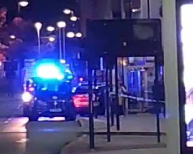 Video footage captured an emergency response to an assault on Arundel Gate, Sheffield.