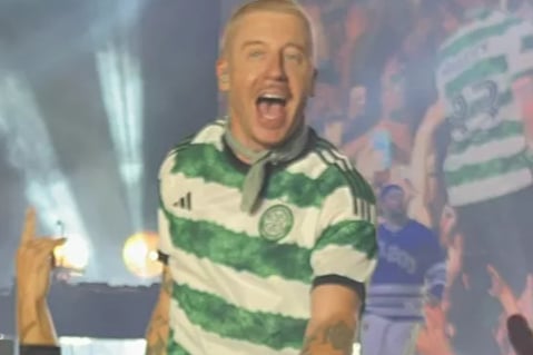 US singer Macklemore delighted Celtic fans after donning a personalised strip during a live performance in New York last month