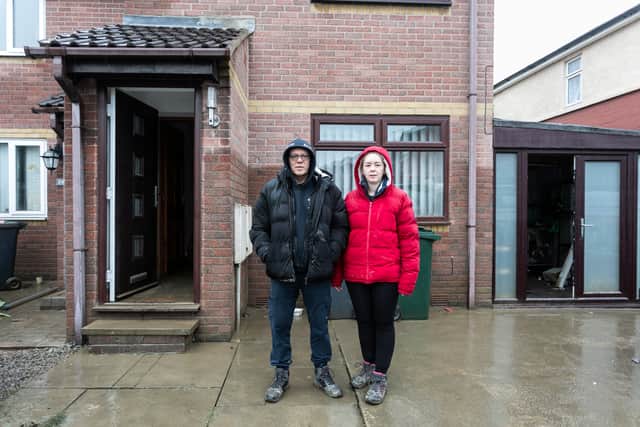 Chris Lloyd and his partner, Sophie, had to leave their home on a raft due to flooding
