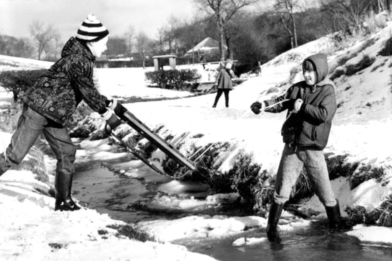 Sledging fun in Valley View Park, Jarrow, in December 1970. Photo: Shields Gazette