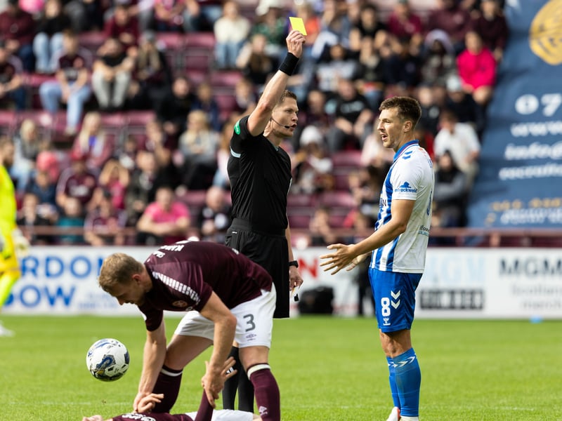Killie have a high proportion of yellow cards at 72 for the season but have picked up just two reds - which is less than some. They average 12 fouls per game.