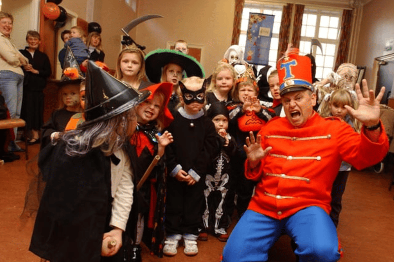 Tommy the Trumpeter gets a fright from these brilliant Halloween-loving children at Westoe Methodist Church toddlers group in 2003. Photo: Shields Gazette