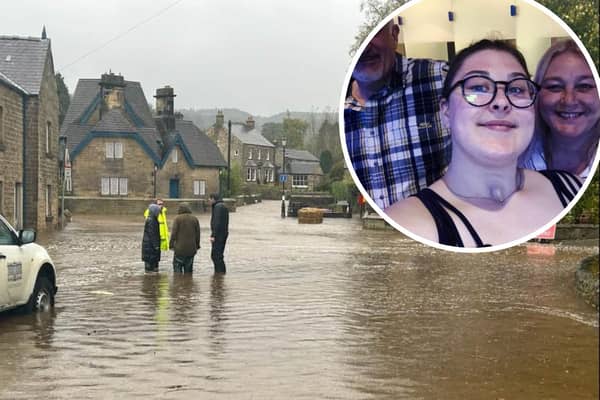 Emily Eden, a terminally ill 18-year-old girl from Chesterfield, was made homeless and was living out of a hotel following Storm Babet. today, her father is thanking the public for their kindness. Photo of flood by Ben Hanbury.