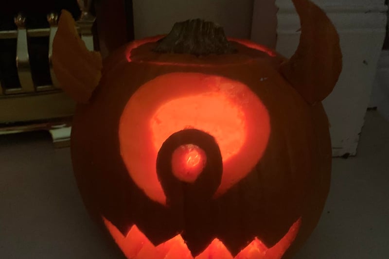 Monsters, Inc themed pumpkin
Credit: Lauren Angus