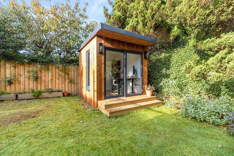 The garden room is the perfect home office space that is tucked in the corner of the garden and has power, heat and double glazing. 