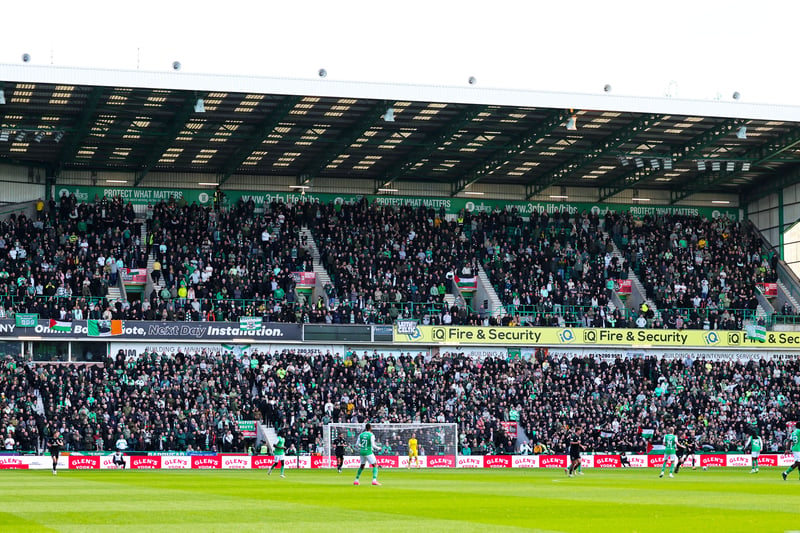 Celtic fans watch their side against Hibs at Easter Road