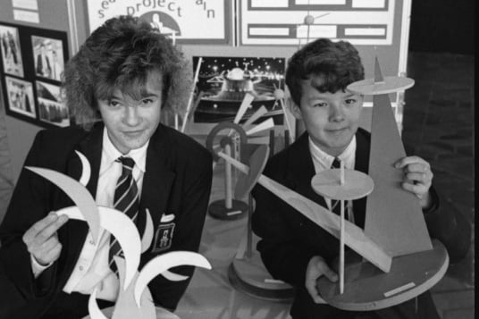 Get in touch if you remember the 1989 Seaburn fountain design exhibition at the Civic Centre. 
Here are Chantelle Scrafton, 14, and Anthony Summers, 14 preparing their models for the exhibition.