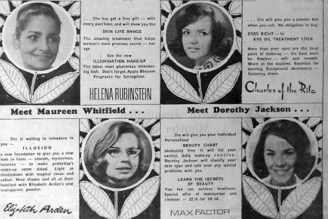 Four of the store's beauty consultants who appeared in an advert in the Echo in 1968.