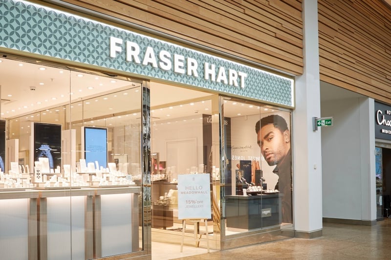Fraser Hart opened at Meadowhall, on Upper High Street, in October 2023. The jewellery store sells brands including Longines, Rado, Tissot, Oris, Seiko, and Hugo Boss.