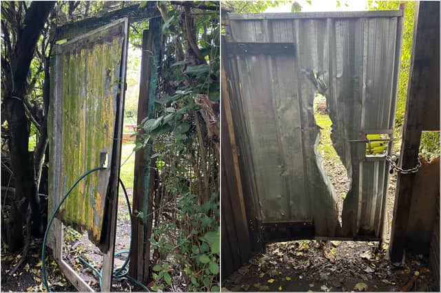 Eight chickens were killed overnight from Saturday into Sunday on October 29 when unknown offenders  broke into two different chicken coops started fires, and reportedly shut the gates behind them on the Handsworth and Richmond Allotment off Bramley Lane. Pictures show how the gates to the coops were damaged.