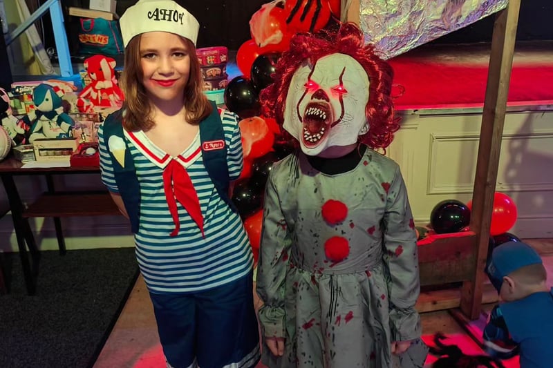 Mia age nine as Robin from Stranger Things and Orson age five as Pennywise
Credit: Jessica Lynsay Kelly