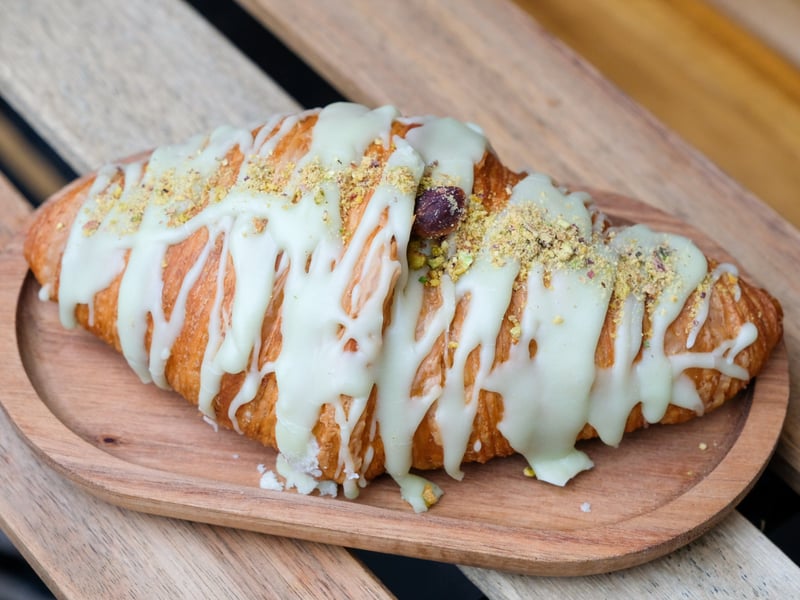 The pistachio cream-filled croissant has won an award at the prestigious PETA's Vegan Food Awards 2023.  