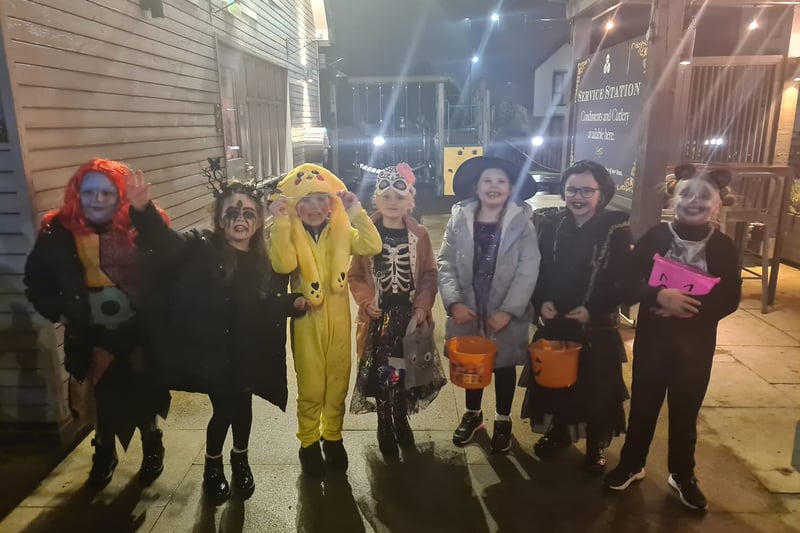 Becky Collins shared this photo of seven youngsters dressed as everything from Pikachu to a gaggle of witches.