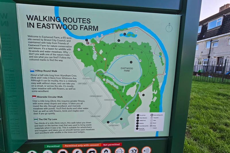 Three different walking trails are available in Eastwood Farm: The Old Tip Lane (it runs for 1km and is suitable for wheelchairs and buggies), Hilltop Round Walk (runs for 1.5km and is a relatively easy walk without steps) and Riverside Circular Walk (runs for 2km and requires greater fitness due to some steep slopes and steps).
