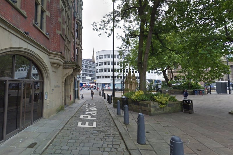 The highest number of reports of violence and sexual offences in Sheffield in September 2023 were made in connection with incidents that took place on or near East Parade, Sheffield city centre, with 22