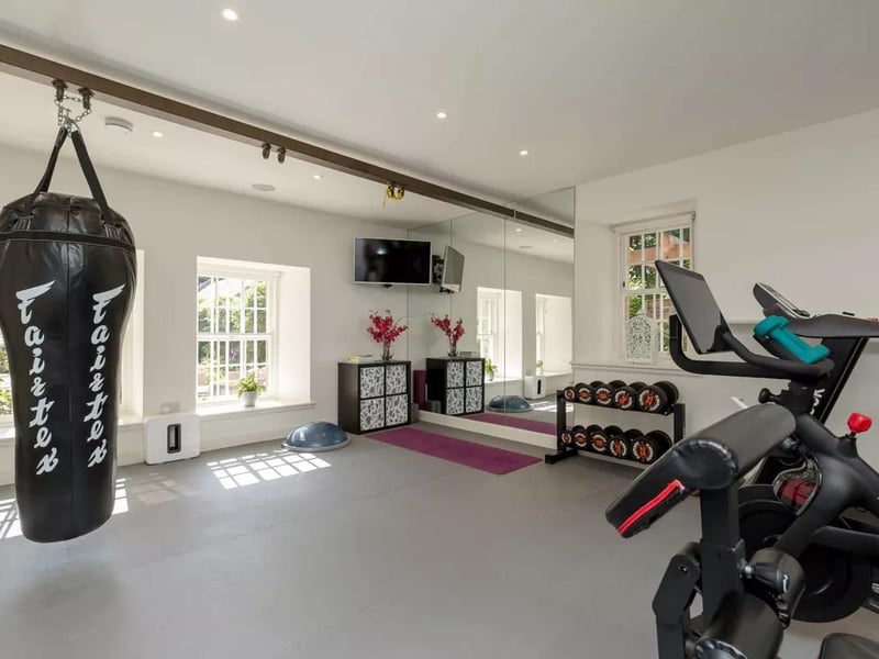 With a hefty 10,164 square feet of space, there's plenty of room for a fully-equipped gym.