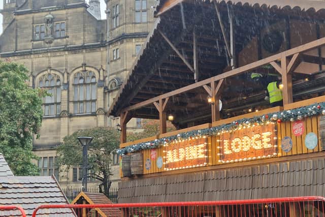 The first of three Alpine Lodges has arrived in Sheffield City Centre ahead of the annual Christmas market on November 16, 2023.