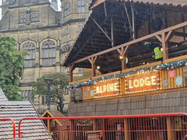 The first of three Alpine Lodges has arrived in Sheffield City Centre ahead of the annual Christmas market on November 16, 2023.