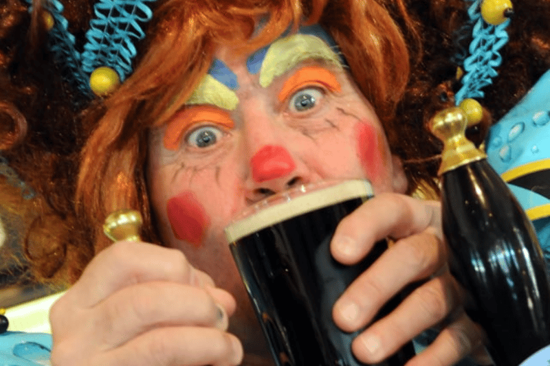 Customs House panto dame, Dame Dotty, alias Bob Stott, pulls a pint of panto ale at the Wouldhave, Mile End Road, in 2012 (Photo: Shields Gazette)