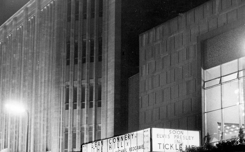 Sean Connery in The Hill was showing at the ABC Cinema, on Angel Street, Sheffield, when this photo was taken in 1965. The cinema opened in 1961 and closed in January 1988. Also pictured is Cockaynes department store