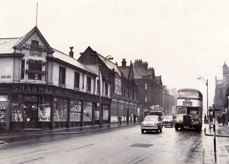 West Street in Sheffield looks very different now to how it did when this photo, showing the grocery store Sharman, was taken in January 1961. The caption at the time read: "The junction of West Street with Fitzwilliam Street - an illustration of a self-contained shopping centre, away from mid-city bustle, yet with stores to meet virtually every demand of the housewife and her family."