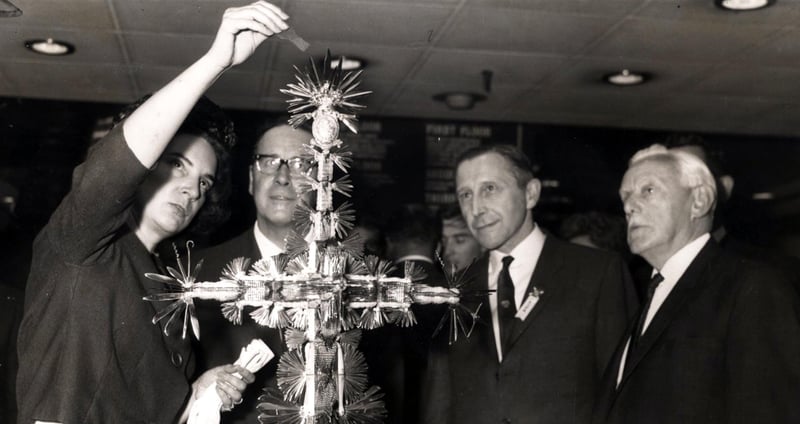 The Joseph Rogers Knife, now known as the Stanley Millennium Year Knife, has more blades than any other knife in the world. Sylvia Kaiser is pictured here unveiling the 1966 blade on July 10, 1966. It was made by Sheffield cutlers Joseph Rodgers & Sons in 1821, with the number of blades matching the year. More blades were added over the years, including special additions for occasions such as the 1953 Coronation and the 1966 World Cup. In the year 2000, a final 2000th silver blade was added bearing the Sheffield hallmark from the Sheffield Assay Office.