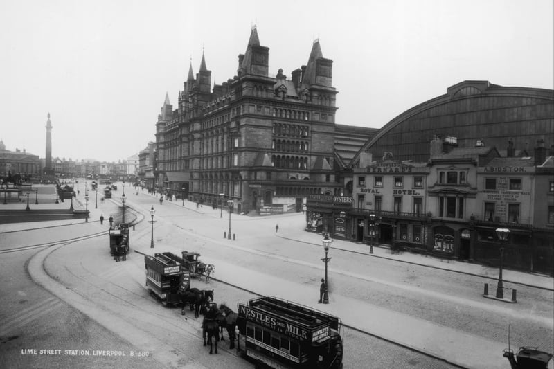 The London and North Western (LNWR) Hotel  and Lime Street Railway Station.