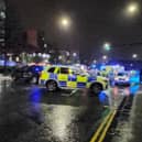 Police and ambulance personnel on Sheaf Street near Sheffield railway station, after a man was injured in a collision with a car. Picture: National World