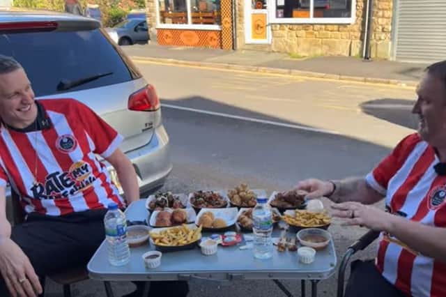 Rate My Takeaway YouTube star Danny Malin outside Wingin' It on South Road, in Walkley, Sheffield, where he was joined for his latest food review by Toddla T. Photo: Rate My Takeaway/Danny Malin