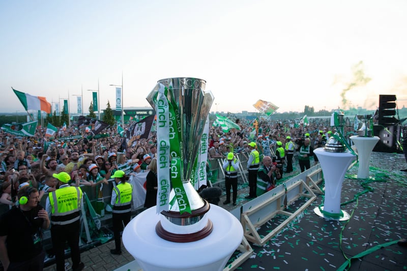 Celtic fans celebrate the Scottish Premiership title win in 2023