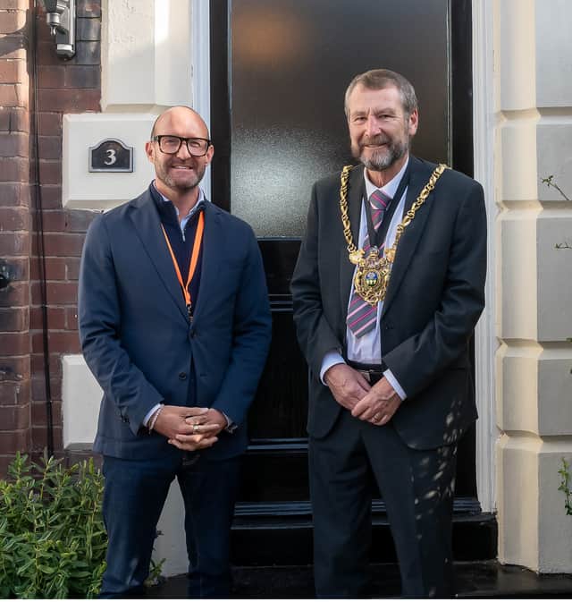 CEO and founder of Eleven Recovery, Jonathan Edgeley, with Lord Mayor of Sheffield, Colin Ross.