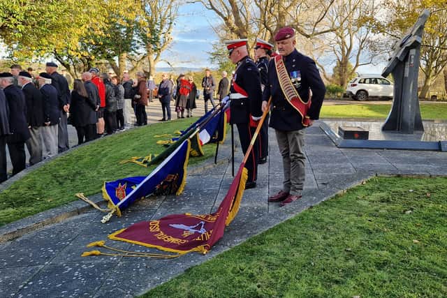 The funeral was attended by standard bearers, including from the Parachute Regiment, Royal Marines, Royal Engineers, Royal Artillery, Yorkshire and Lancashire Regiment and Burma Star Association.