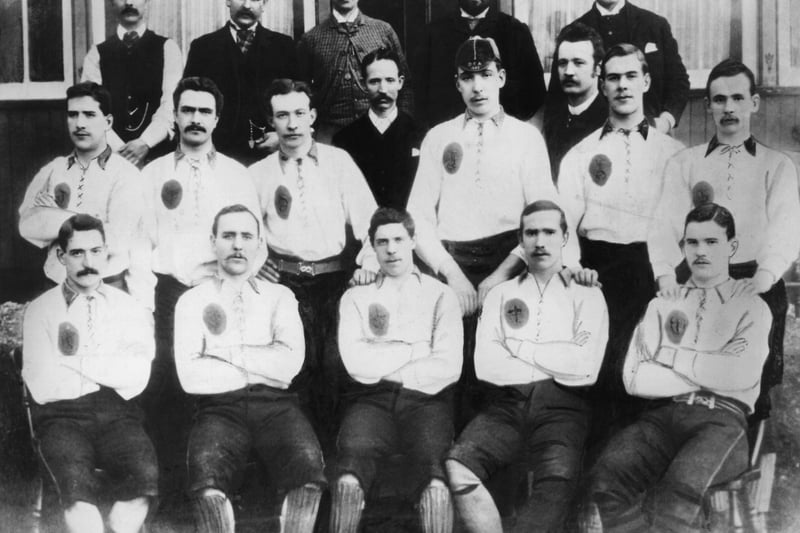 The Celtic FC team line-up for the 1887-88 season (back row left to right, players only) Willie Groves, Tom Maley, Paddy Gallagher, Willie Dunning, Willie Maley, Mick Dunbar, (front row left to right) Johnny Coleman, James McLaren, James Kelly, Neil McCallum, Mick McKeown.  
