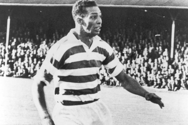 Jamaican striker Gil Heron known as ‘the Black Arrow’ playing for Celtic in 1951. Heron was the first black player at the club and father of musician and poet Gil Scott Heron.
