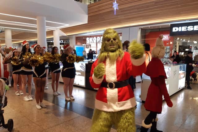 The Grinch at Meadowhall's Christmas parade in 2022.