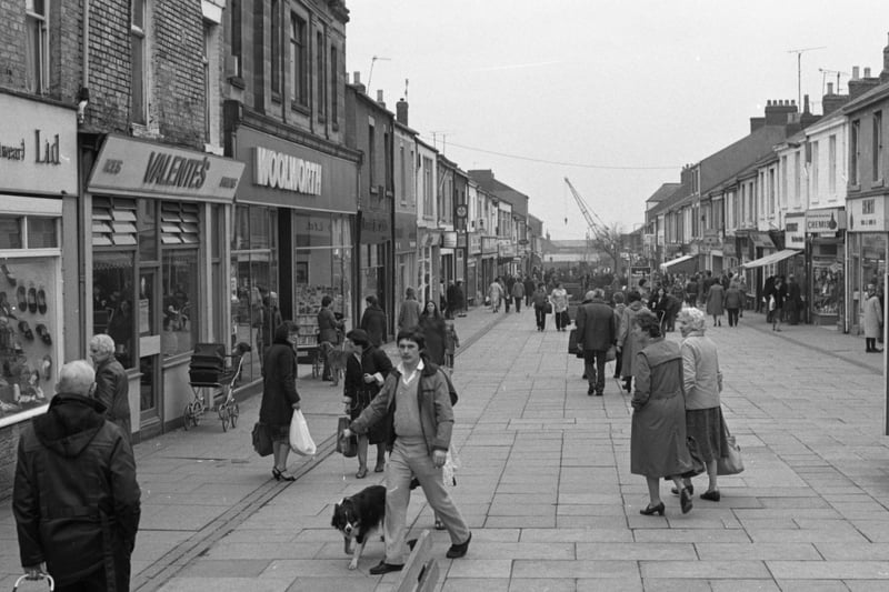 Valente's cafe, Woolworths and Robinson's shoe shop get our attention in Church Street, Seaham, from 1983.