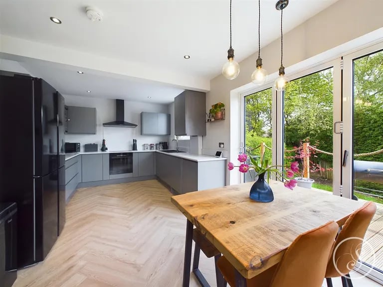 The dining kitchen has been refurbished and opened up.